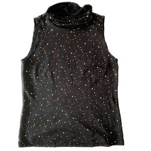 Worth Brand Black Sequined Turtleneck Tank Blouse - image 1